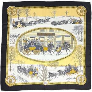 HERMES Black Silk Scarf